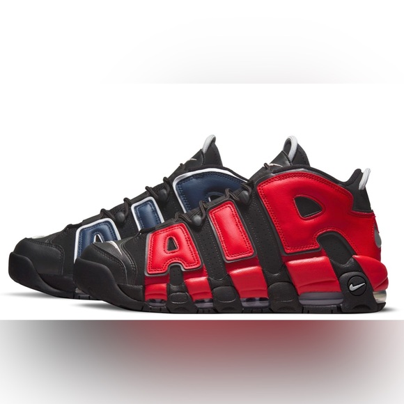 NIB Men Size 10 Nike Air More Uptempo ‘96 Pippen Sneakers Black/Navy/Varsity Red - Picture 2 of 14